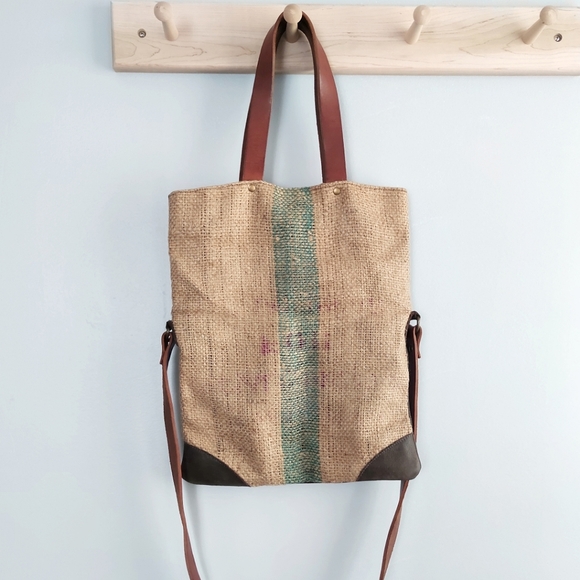 Lost Property of London Handbags - Lost Property of London leather & burlap crossbody or shoulder bag